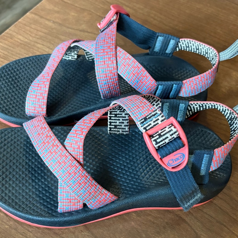 Chaco Women's Strappy Sandals in Coral and Navy